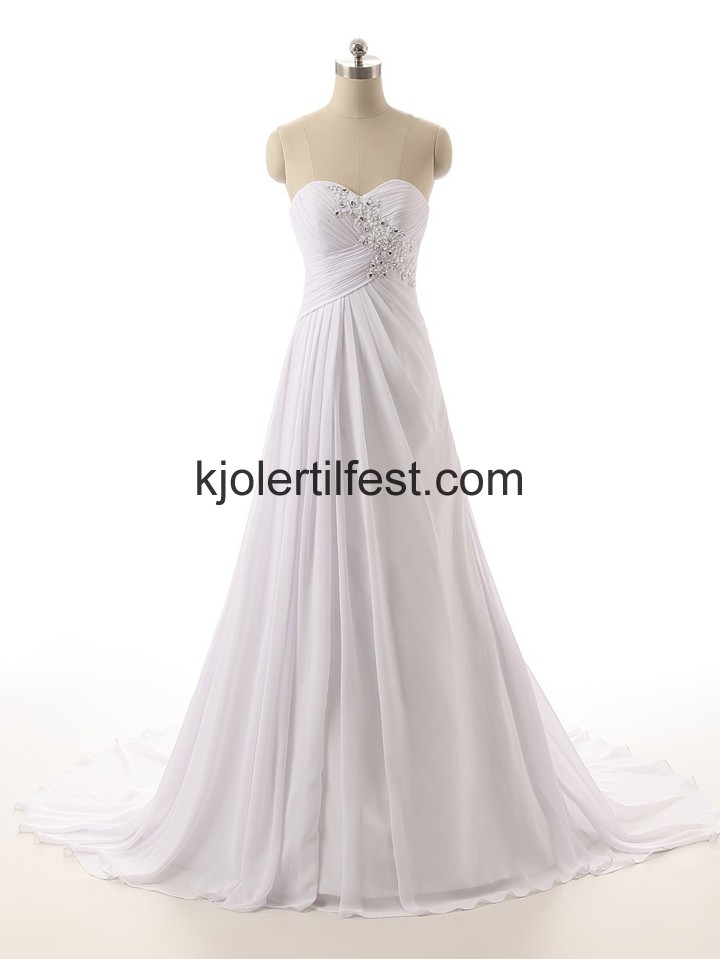Kjreste Hvit Chiffon Lange Wedding Desses