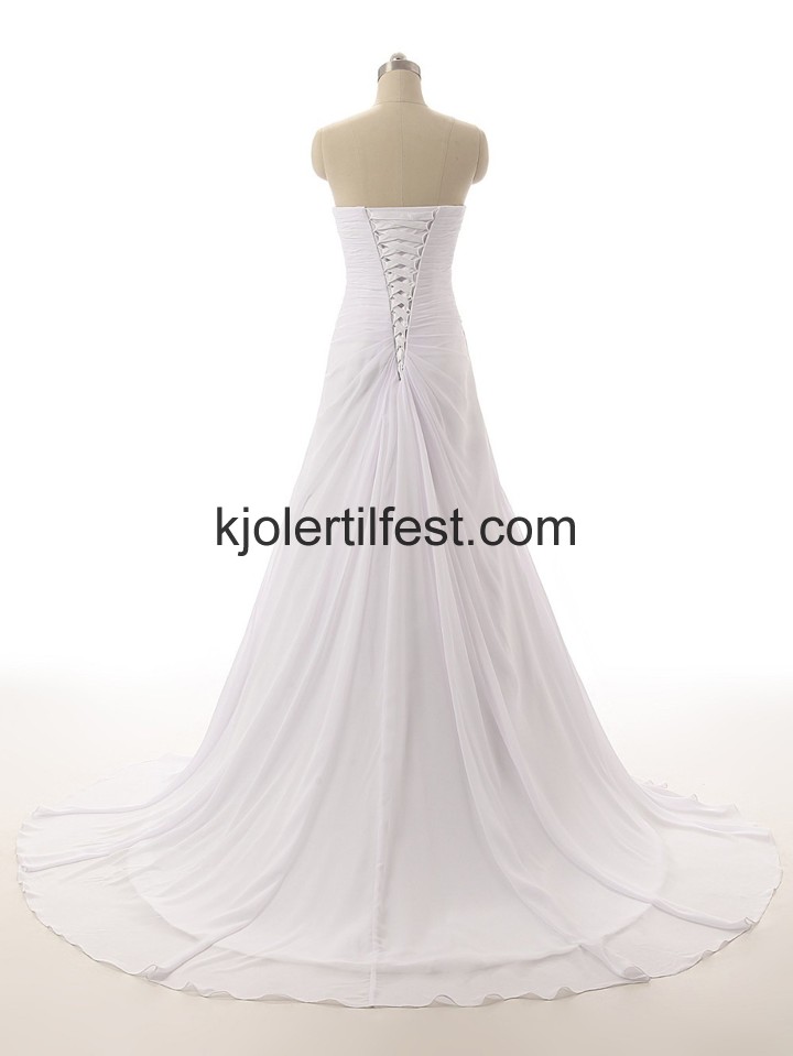 Kjreste Hvit Chiffon Lange Wedding Desses