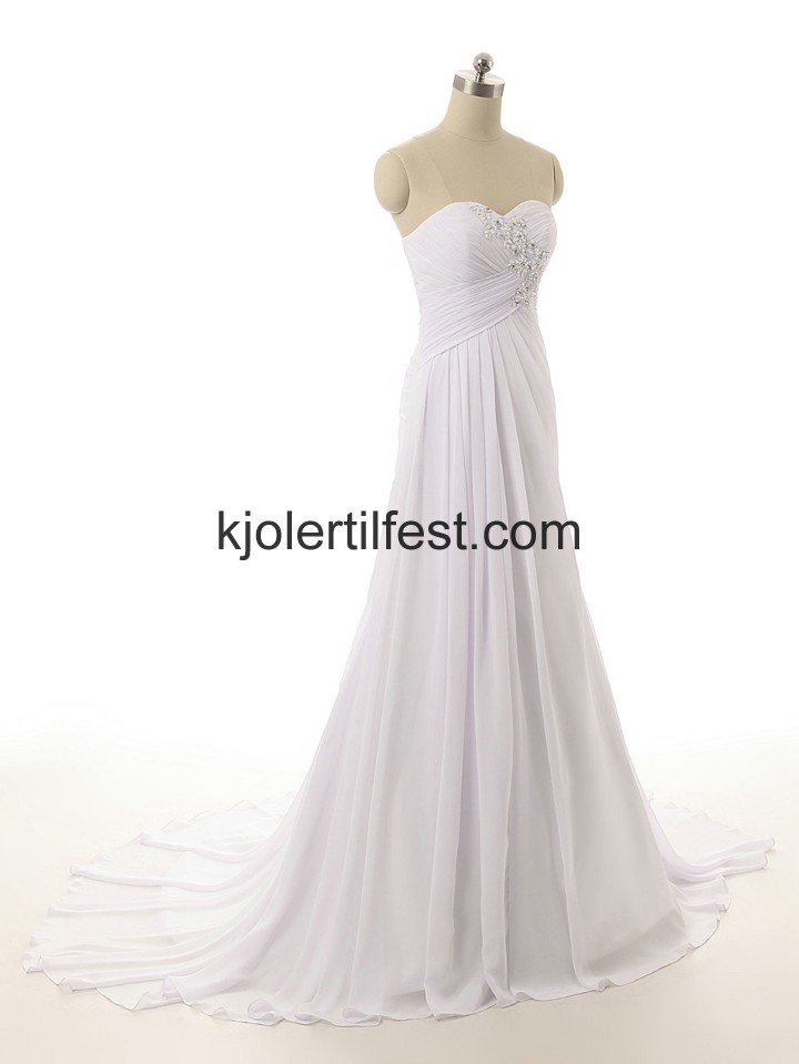 Kjreste Hvit Chiffon Lange Wedding Desses