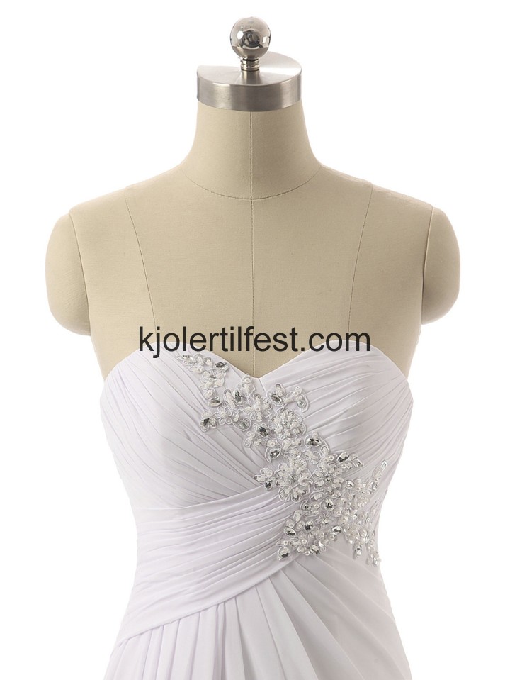Kjreste Hvit Chiffon Lange Wedding Desses