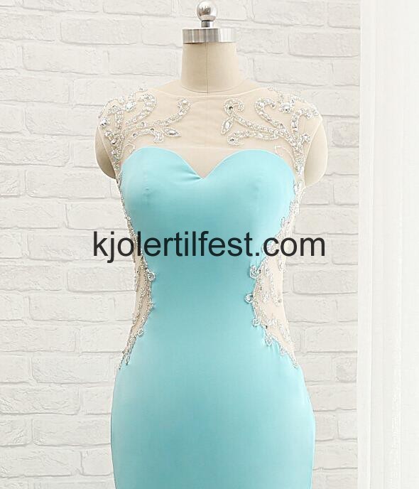 Trompet/Havfrue Gulvlengde Bl Chiffon Ballkjoler