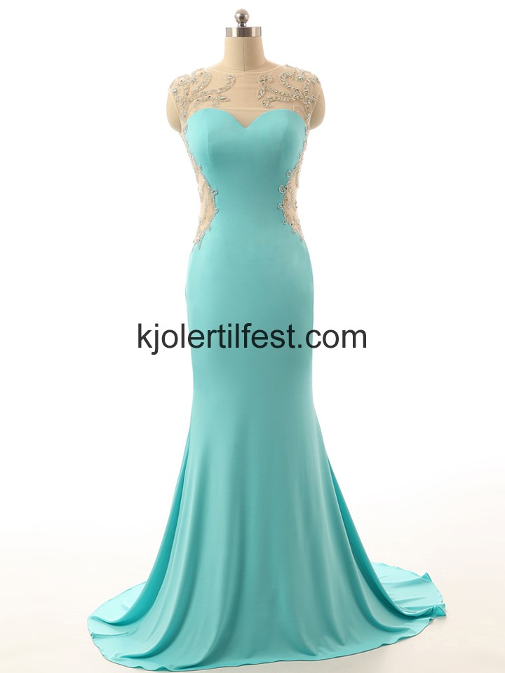 Trompet/Havfrue Gulvlengde Bl Chiffon Ballkjoler