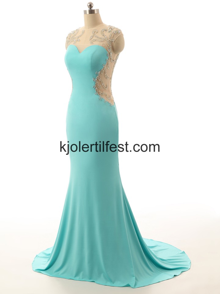Trompet/Havfrue Gulvlengde Bl Chiffon Ballkjoler