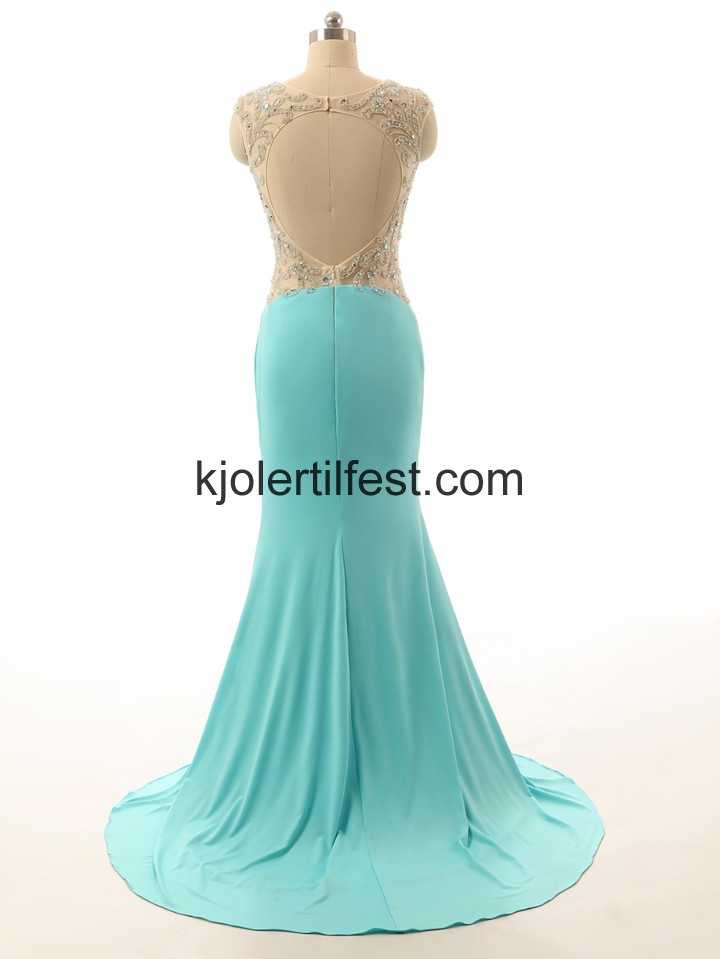 Trompet/Havfrue Gulvlengde Bl Chiffon Ballkjoler