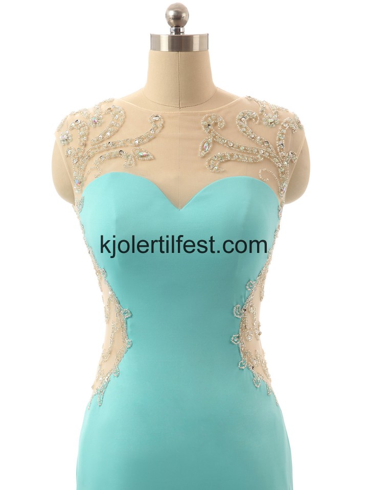 Trompet/Havfrue Gulvlengde Bl Chiffon Ballkjoler