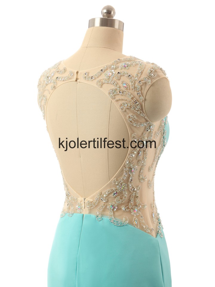 Trompet/Havfrue Gulvlengde Bl Chiffon Ballkjoler