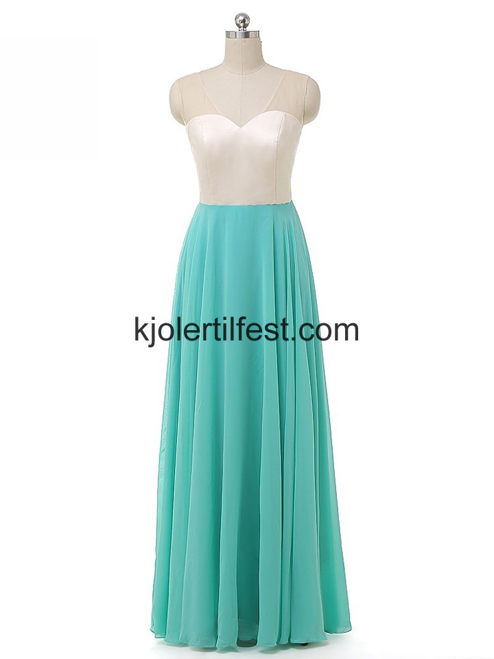 Turkis V-hals A-Linje Chiffon Ballkjoler