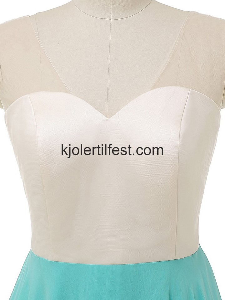 Turkis V-hals A-Linje Chiffon Ballkjoler