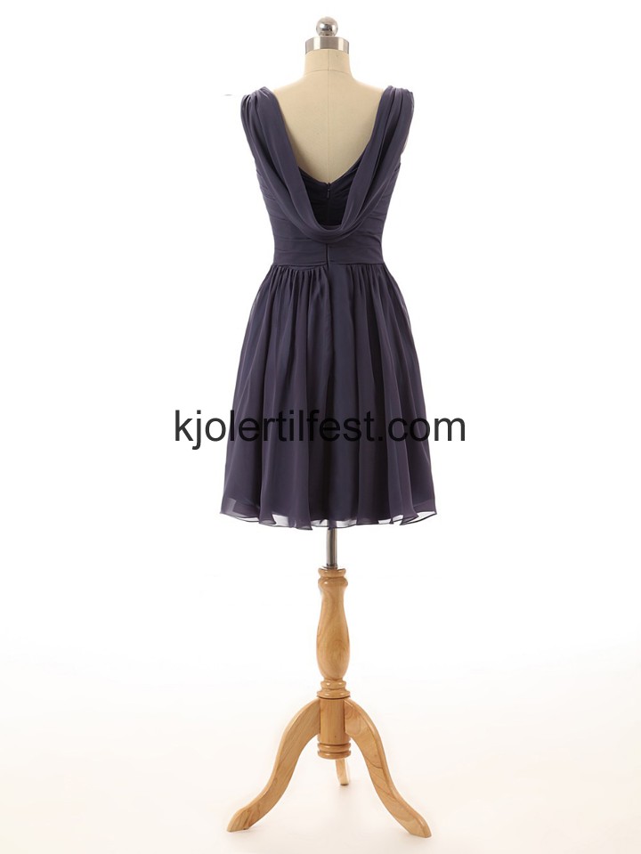 Mrk Navy Chiffon A-Linje Ballkjoler