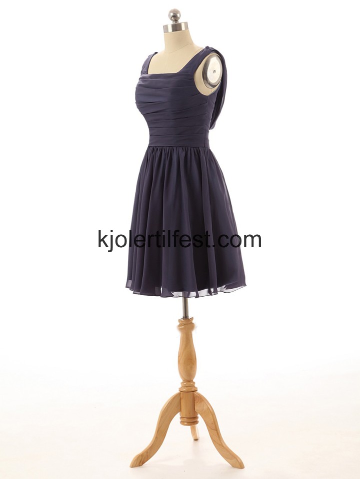 Mrk Navy Chiffon A-Linje Ballkjoler