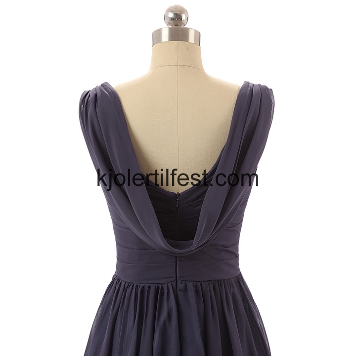 Mrk Navy Chiffon A-Linje Ballkjoler