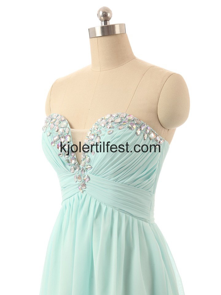 V-hals A-Linje Kort Mint Chiffon Cocktailkjoler