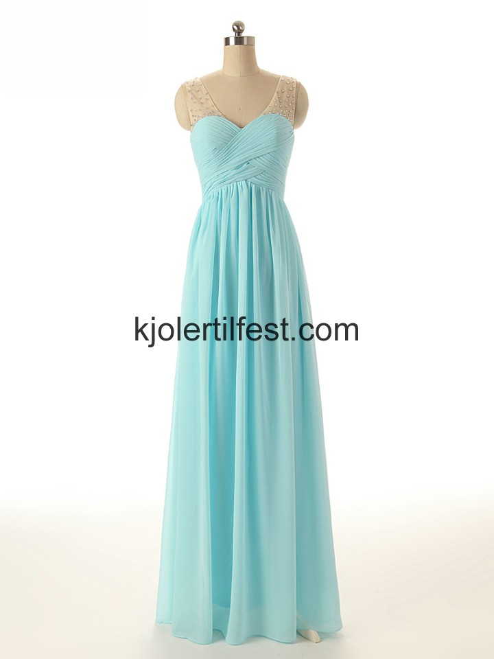 V-hals A-Linje Lange Bl Chiffon Selskapskjoler