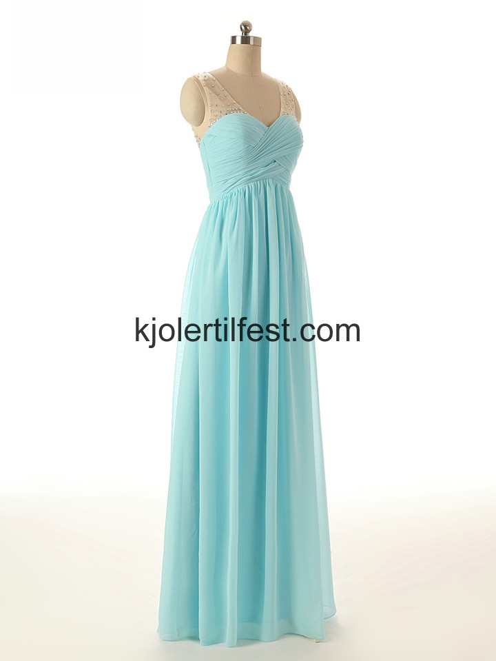 V-hals A-Linje Lange Bl Chiffon Selskapskjoler