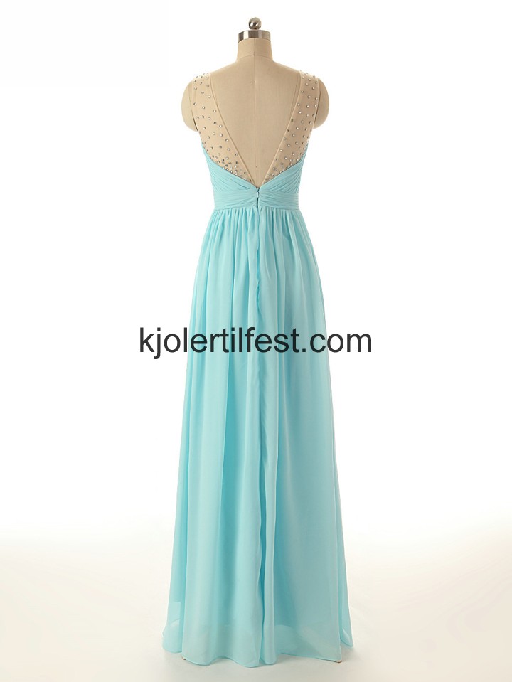 V-hals A-Linje Lange Bl Chiffon Selskapskjoler