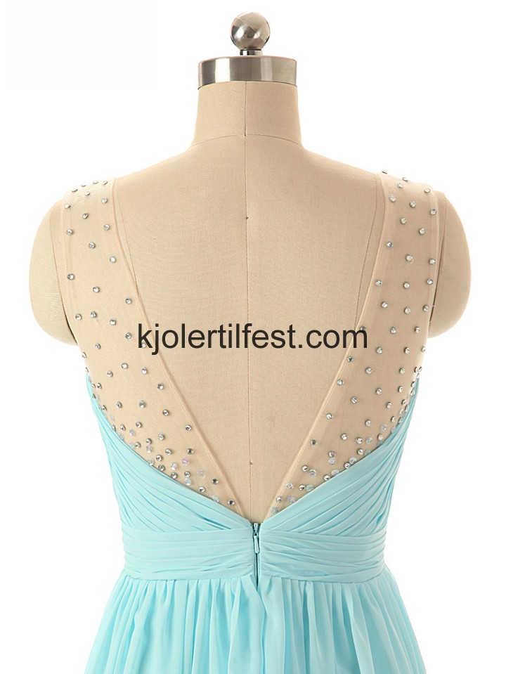 V-hals A-Linje Lange Bl Chiffon Selskapskjoler