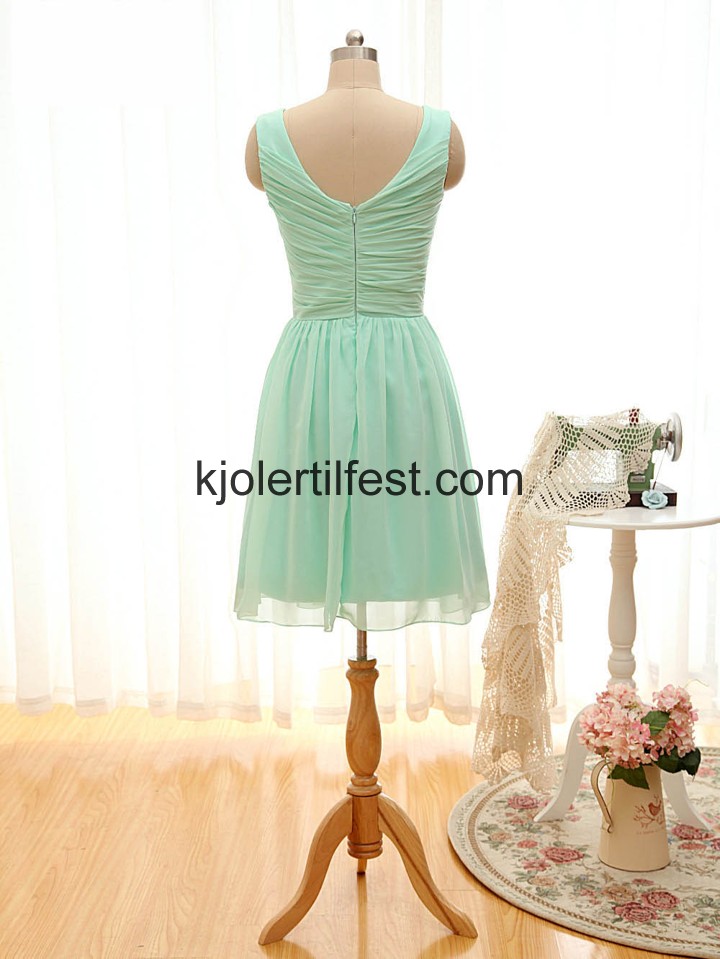 V-hals A-Linje Mint Chiffon Brudepikekjoler