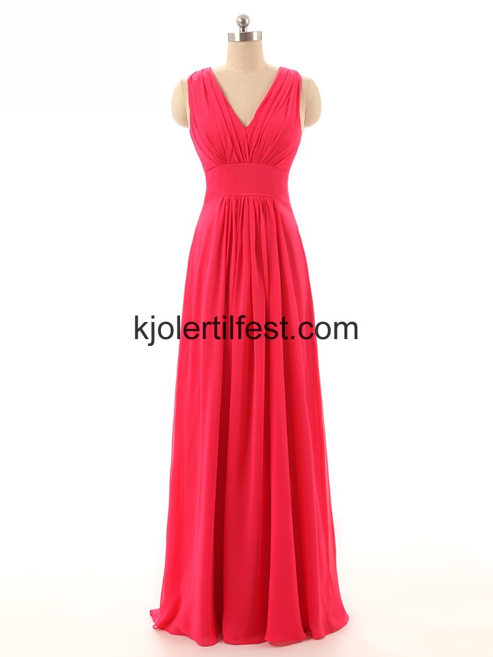 V-hals A-Linje Rd Chiffon Ballkjoler