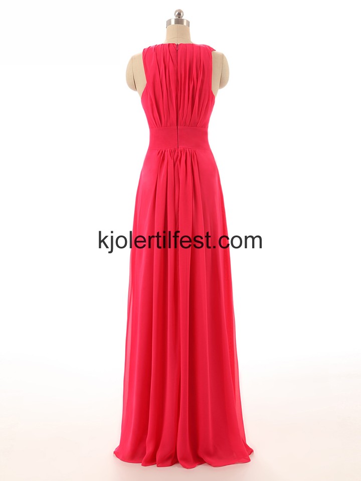 V-hals A-Linje Rd Chiffon Ballkjoler
