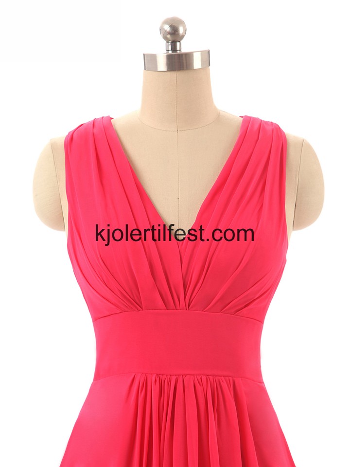 V-hals A-Linje Rd Chiffon Ballkjoler