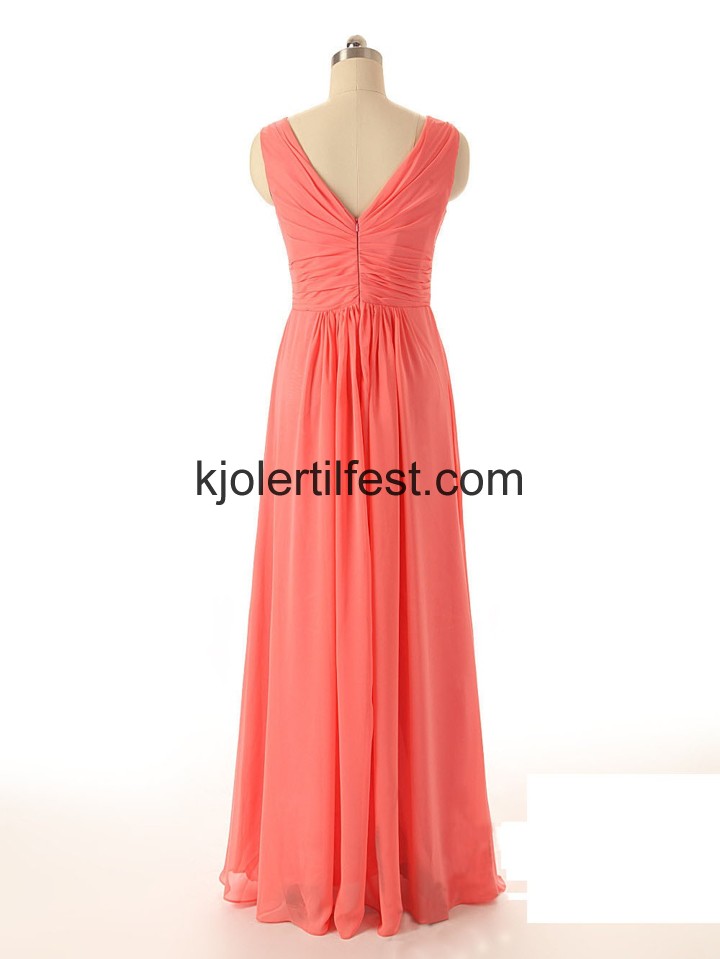 V-hals Lange Vannmelon Chiffon Ballkjoler