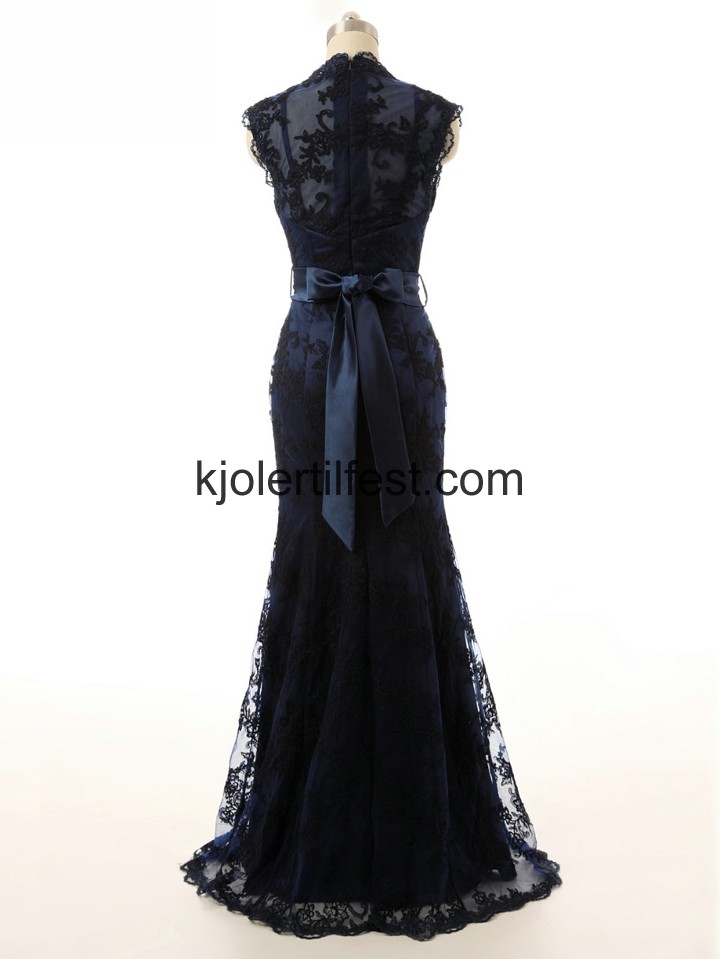 V-hals Gulvlengde Mrk navy Blonder Ballkjoler