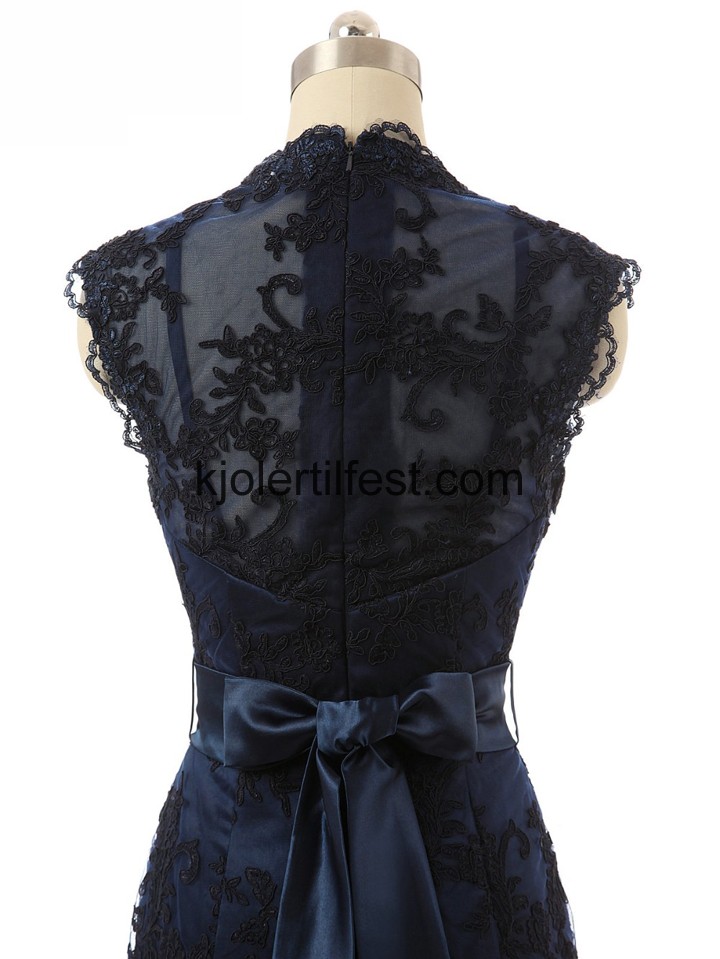 V-hals Gulvlengde Mrk navy Blonder Selskapskjoler