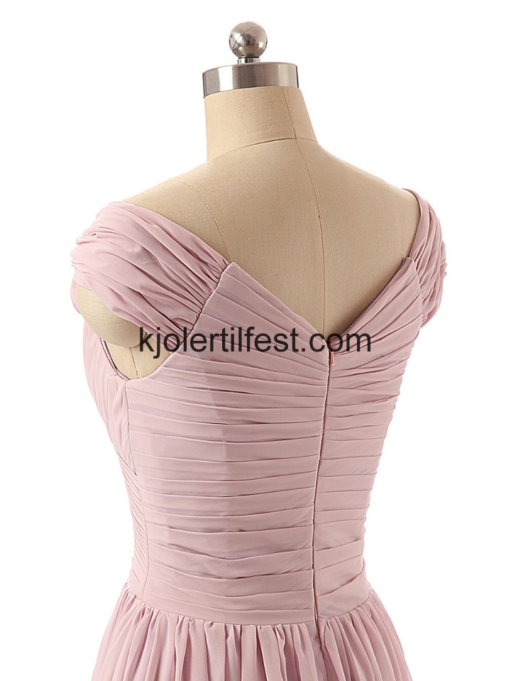V-hals Gulvlengde Rosa Chiffon Brudepikekjoler