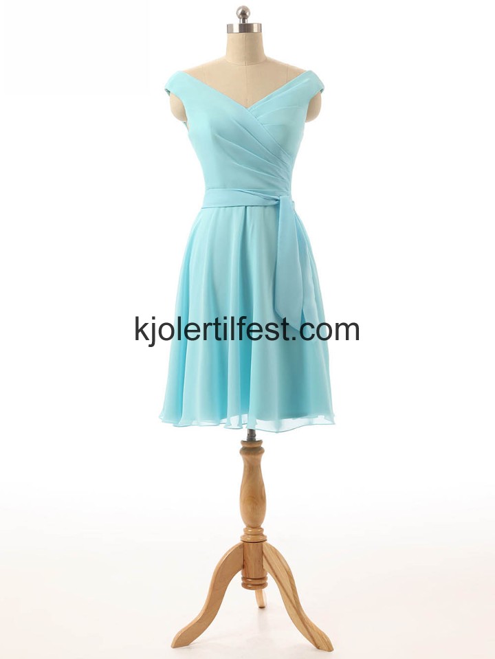 V-hals Kort Bl Chiffon Brudepikekjoler