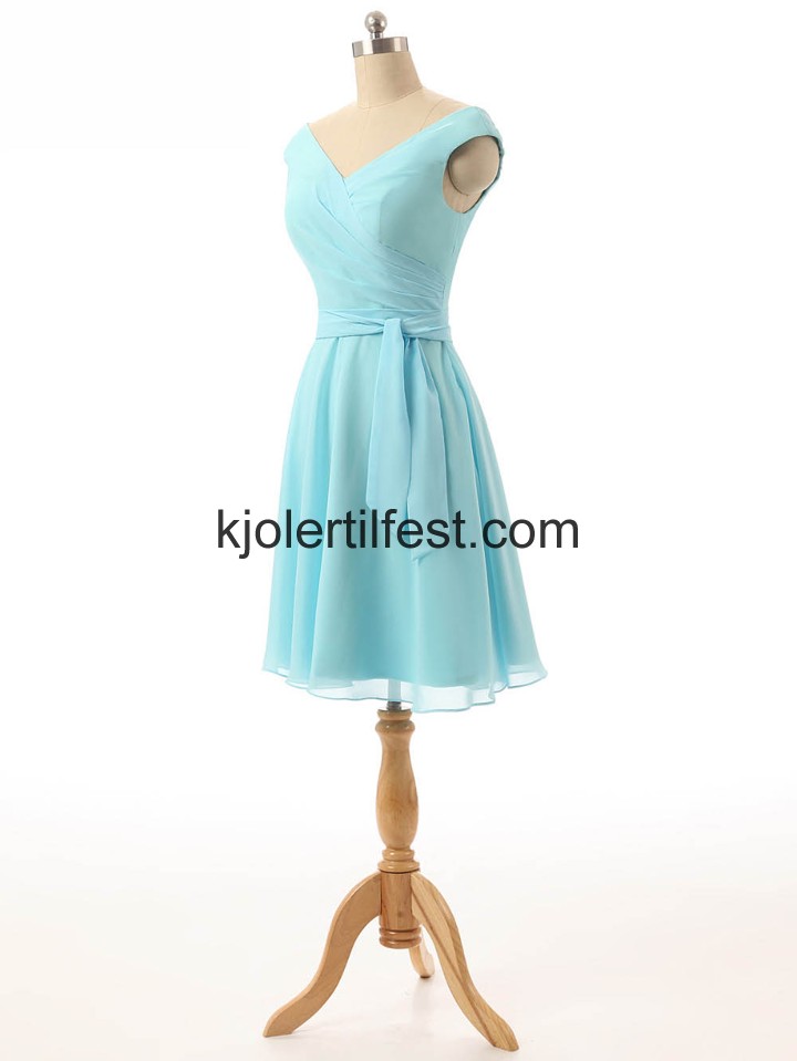 V-hals Kort Bl Chiffon Brudepikekjoler