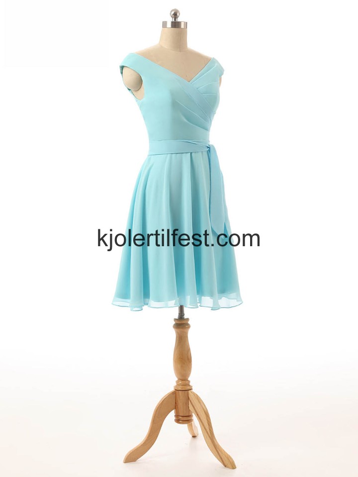 V-hals Kort Bl Chiffon Brudepikekjoler