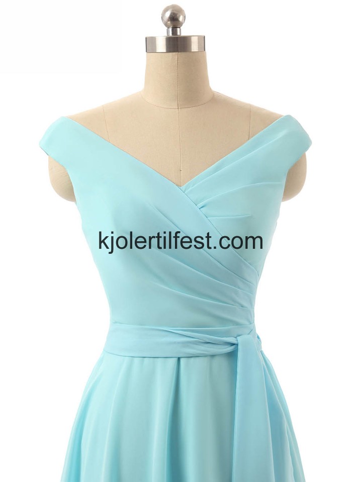V-hals Kort Bl Chiffon Brudepikekjoler