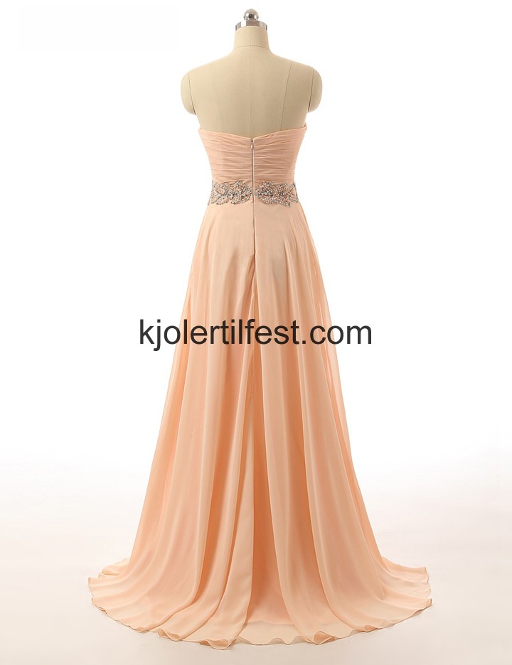 V-hals Lange Champagne Chiffon Ballkjoler