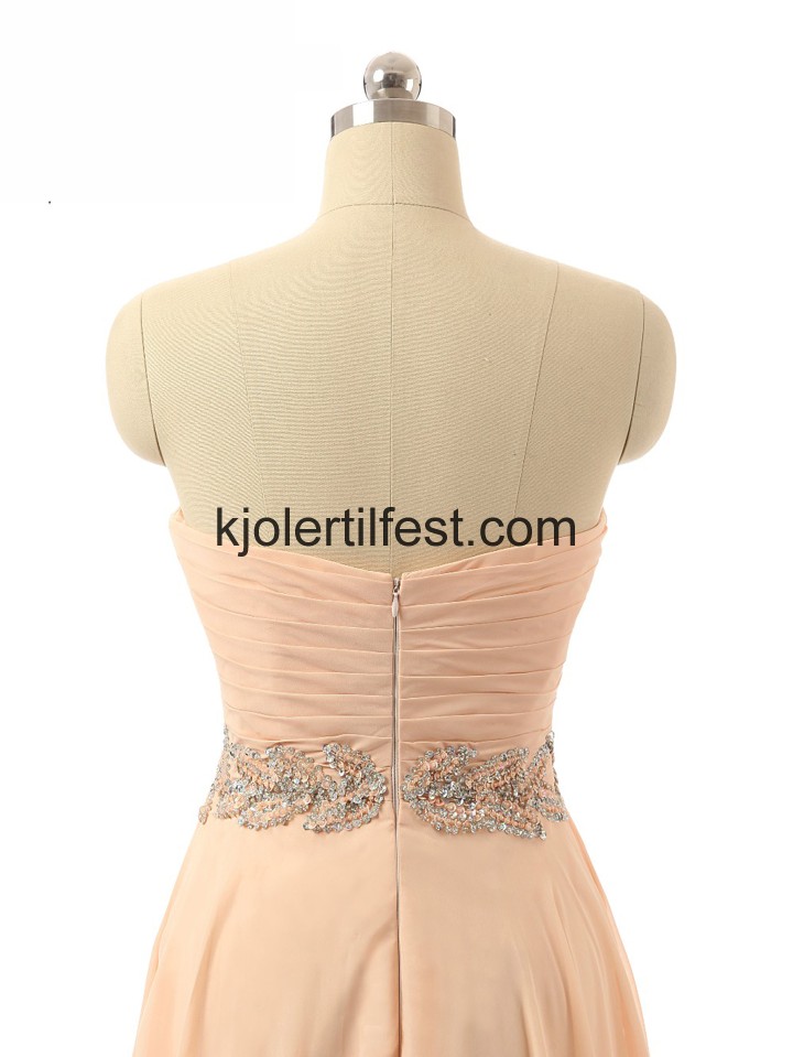V-hals Lange Champagne Chiffon Ballkjoler
