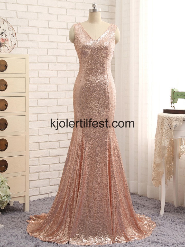 V-hals Lange Chiffon Ballkjoler