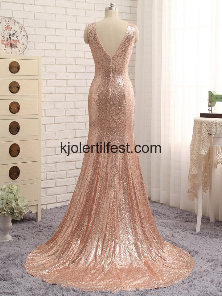 V-hals Lange Chiffon Ballkjoler