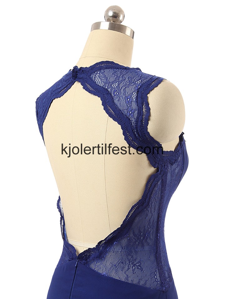 V-hals Lange Kongebl Chiffon Selskapskjoler
