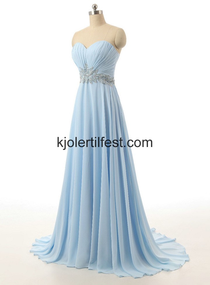 V-hals Lange Himmelbl Chiffon Ballkjoler