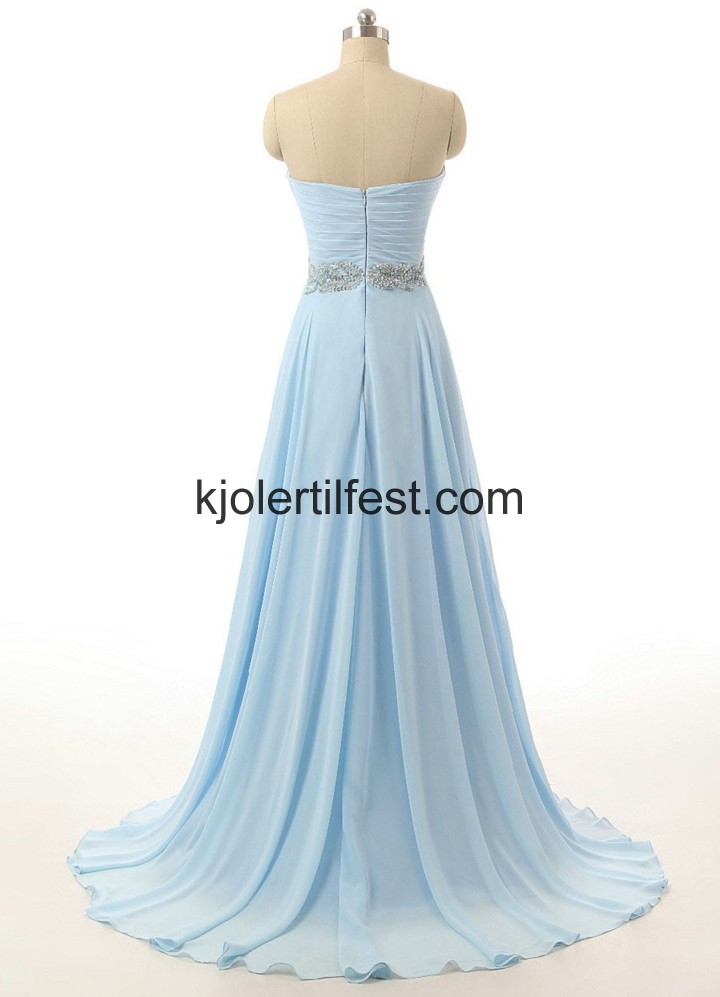 V-hals Lange Himmelbl Chiffon Ballkjoler