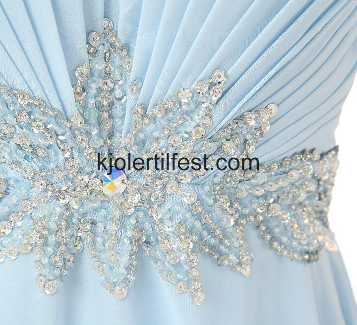 V-hals Lange Himmelbl Chiffon Ballkjoler