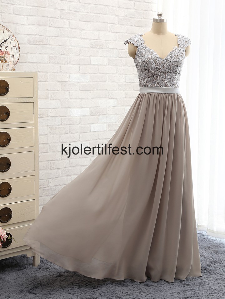 V-hals Lange Slv Chiffon Ballkjoler