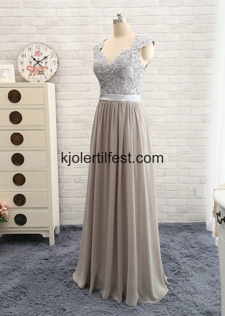 V-hals Lange Slv Chiffon Brudepikekjoler