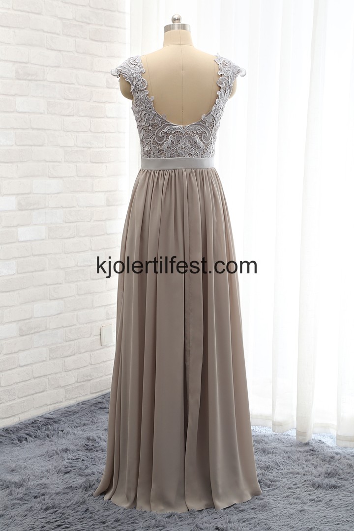 V-hals Lange Slv Chiffon Brudepikekjoler