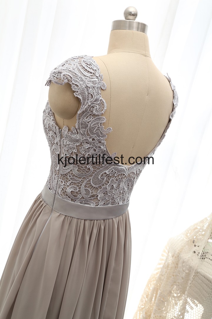 V-hals Lange Slv Chiffon Brudepikekjoler