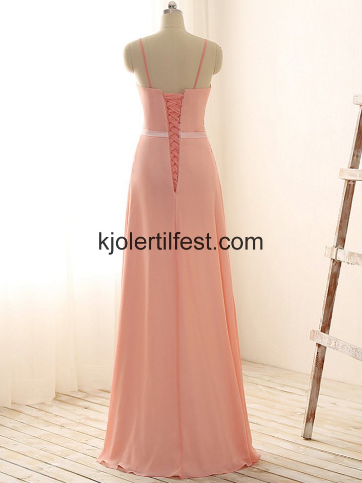 V-hals Stropper A-Linje Gulvlengde Chiffon Selskapskjoler