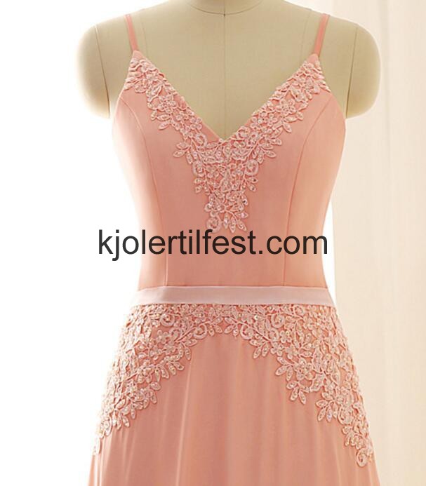 V-hals Stropper A-Linje Gulvlengde Chiffon Selskapskjoler