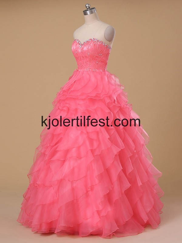 Vannmelon Kjreste Skoleball Organza Quinceanera Kjoler