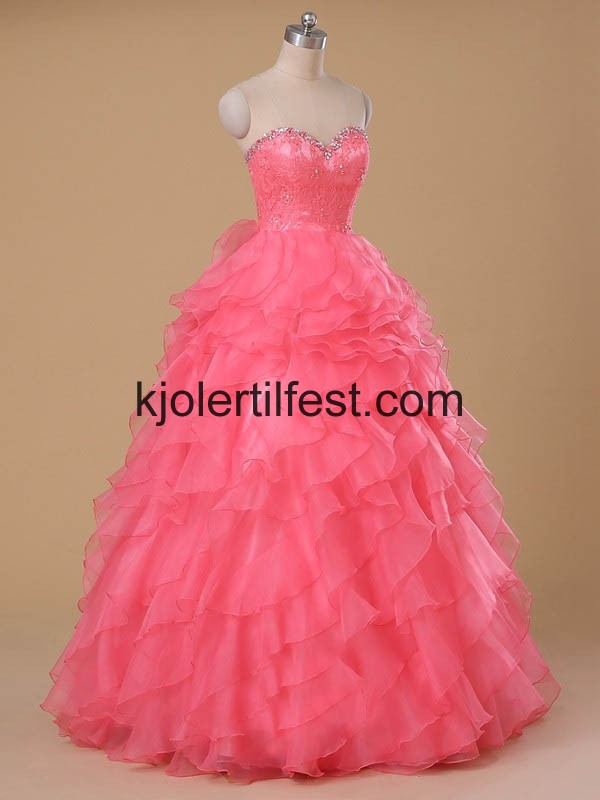 Vannmelon Kjreste Skoleball Organza Quinceanera Kjoler