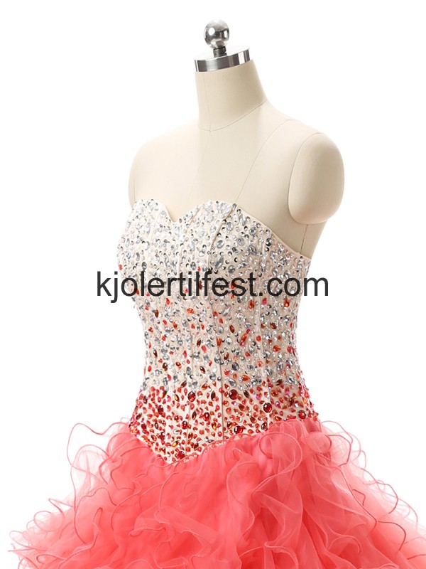 Vannmelon Kjreste Perler med snring Quinceanera Kjoler