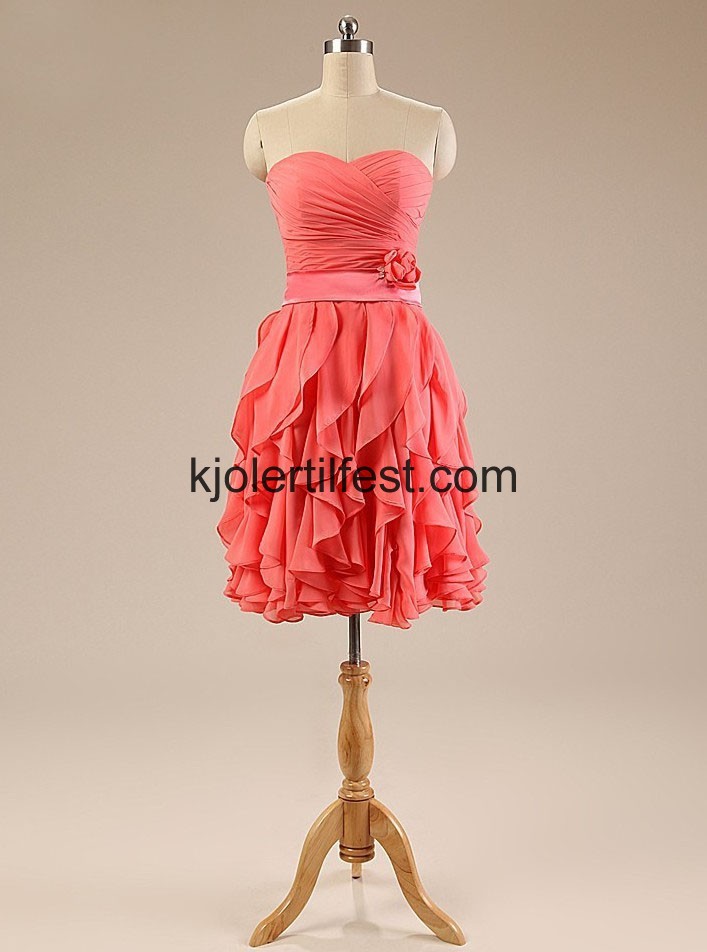 Vannmelon Kort Chiffon Brudepikekjoler